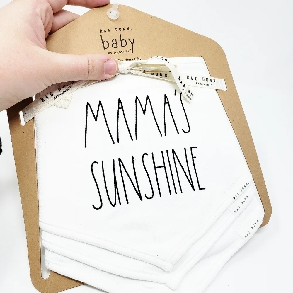 RAE DUNN bib set bandana Mama's Sunshine Hello World newborn